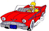 Homer v autíčku